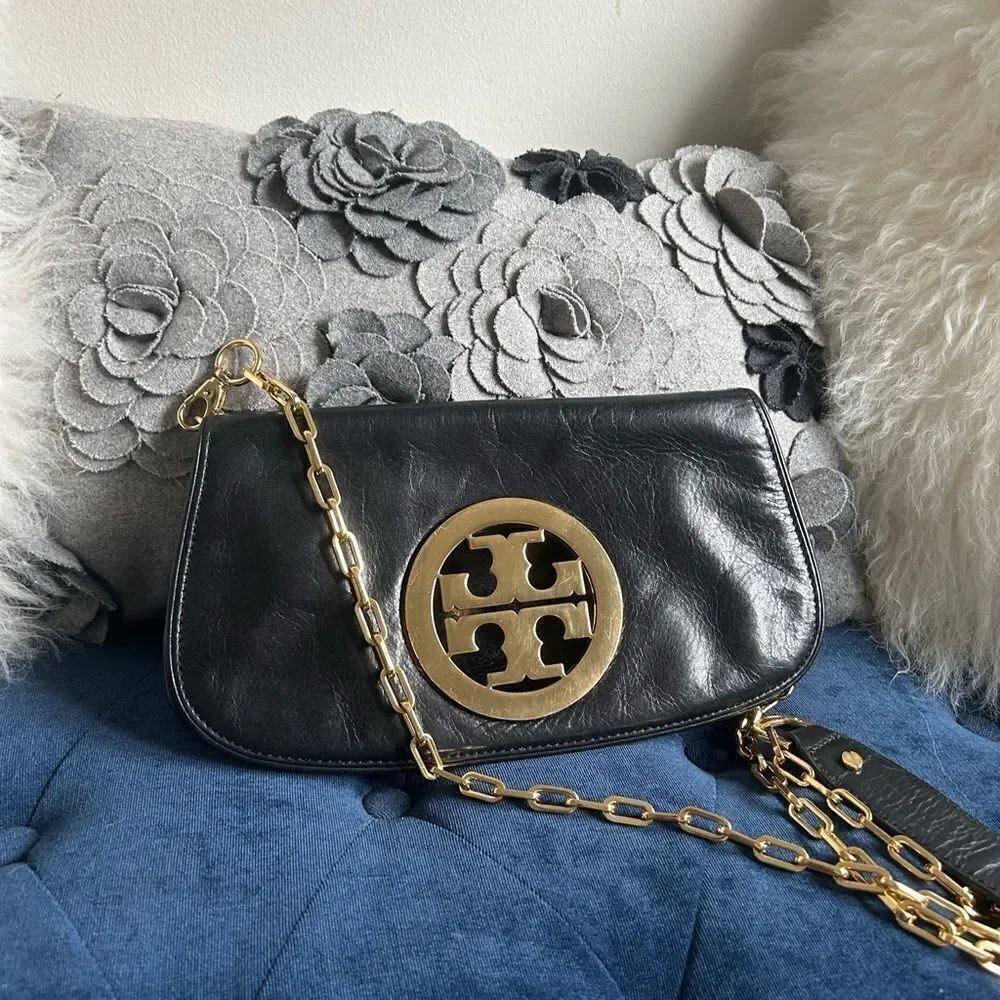 Tory Burch Reva black leather crossbody bag